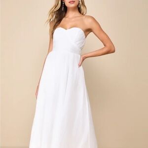 Lulu's White Strapless Sweetheart Maxi Dress Bridal Engagement